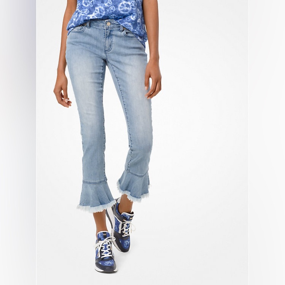 Michael Kors Izzy Flounce Cropped Skinny Jean